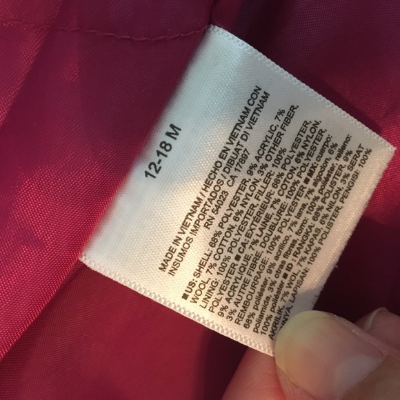 Old Navy, Tweed Peacoat 12-18 MO | Magenta - Picture 5 of 10